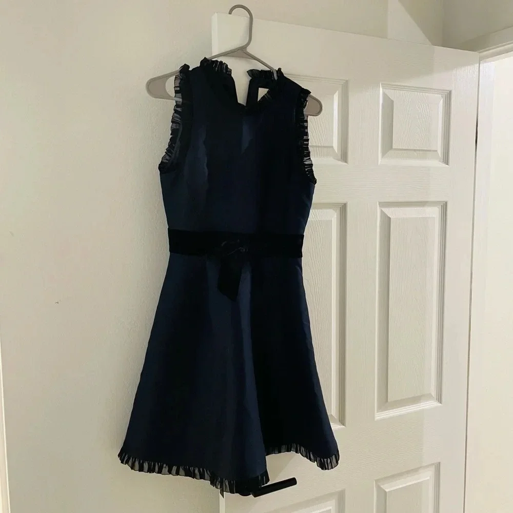 Kate spade velvet bow fit & flare navy dress